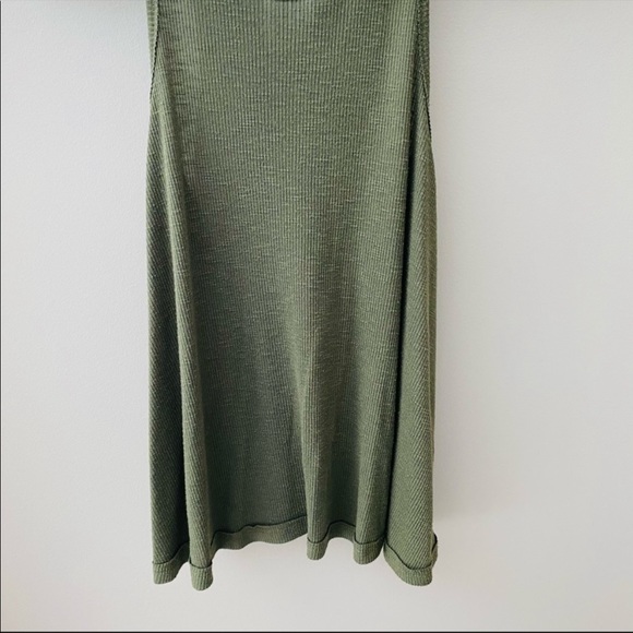 Free People Long Beach Ribbed Knit Slub Tank Green - Picture 6 of 9